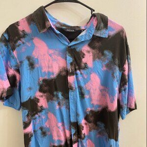 Pink Blue Button Up